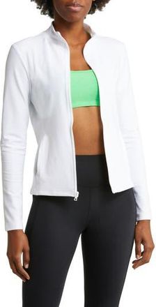 Beyond Yoga On the Go Mock Neck Jacket in Cloud White at Nordstrom Rack, Size X-Small