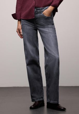 Street One Weite Jeans STREET ONE Style Wideleg, Damen, Gr. 29, L&auml;nge 32, steel grau washed, Denim/Jeans, Obermaterial: 82% Baumwolle, 15% Polyester, 3% Elasthan