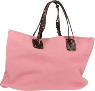 Bottega Veneta Pre-owned Tote Bags, female, Pink, Size: ONE SIZE Pre-owned Canvas Tote Bag