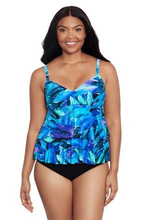 Trimshaper Rylee V-Neck Tankini Swimsuit Top in Swaying Tropics at Nordstrom, Size 10