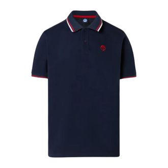 North Sails Polo Shirts, male, Blue, Size: 2XL Polo shirt with striped trims