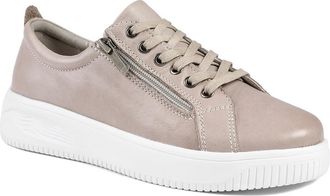Jones Bootmaker Womens Anara Zip & Lace Leather Trainers - Stone - Size UK 6