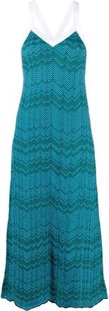 Wales Bonner Palm Chevron Knitted Midi Dress - Womens - Cotton/Virgin Wool/Polypropylene
