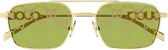Gucci GG1804S002 Square Full-Rim Gold Frame Sunglasses - Gold