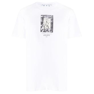 Off-white Mens Paint Mirror Logo Slim Fit White T-Shirt Cotton - Size X-Small