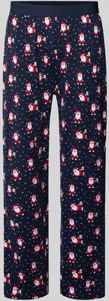 Christian Berg Pyjama-Hose mit elastischem Logo-Bund in Dunkelblau, Größe XXL