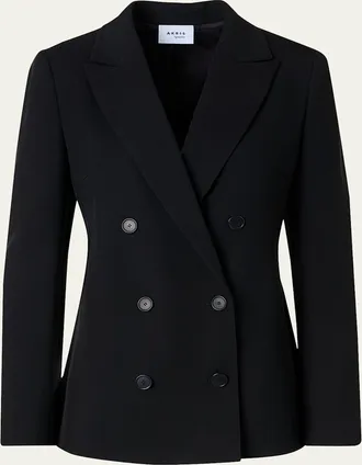 Akris Wool Tricotine Double-Breasted Jacket