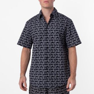 Burberry Monogram B Print Cotton Shirt, Size Medium