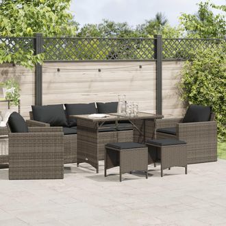 vidaXL Vidaxl - Set Divano Da Giardino 6 Pz Con Cuscini Grigio In Polyrattan
