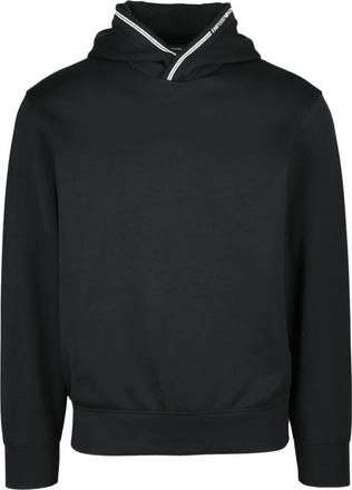Emporio Armani Sweatshirt met neopreen-effect - Heren - Hoodies - Zwart - XL - Polyester - Hoodies & sweatvesten