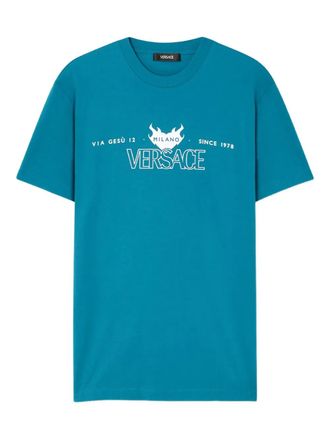 Versace logo-print T-shirt - men - Cotton - XXXL - Blue