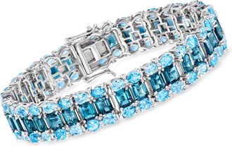 Ross-Simons Tonal Blue and White Topaz Bracelet in Sterling Silver