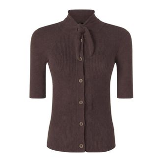 Pinko Coperto Polo - female - PINKO - Cardigans - Brown - L - Knitwear