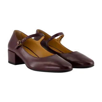 Tod's Womens Leather Mary Jane Burgundy Flats