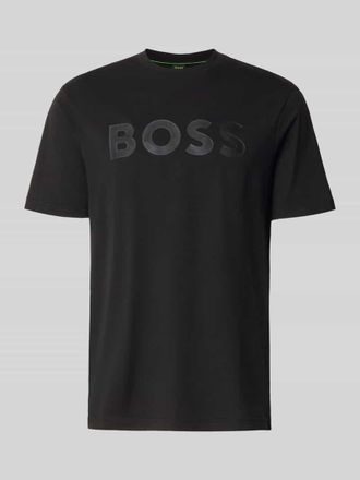 HUGO BOSS Regular Fit T-Shirt aus reiner Baumwolle Modell TS_STRUCTURE LOGO 1027473 in Black, Gr&ouml;&szlig;e XXXL