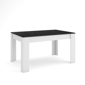 Skraut Home Mesa comedor efecto madera negro y blanco 140x90x76cm
