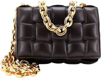 Bottega Veneta Brown Padded Maxi Intrecciato Leather Cassette Chain Crossbody (Authentic Pre-Loved)