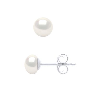 Ateliers Saint Germain Oorbellen - Zilver 925 en Echte Gecultiveerde Zoetwaterparels Knop 5-6 mm