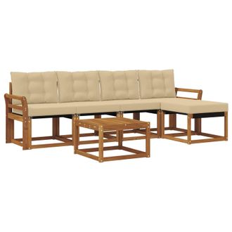 vidaXL Conjunto De Sof&aacute;s De Exterior Con Coj&iacute;n 6 Pcs Natural Y Beige Vidaxl