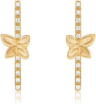 Suzy Levian Cubic Zirconia Floral Linear Drop Earrings in Yellow at Nordstrom Rack