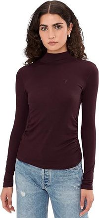 AllSaints Rina Long Sleeve Roll Neck Womens Clothing Oxblood Red : XS, Elastane/Lyocell/Tencel