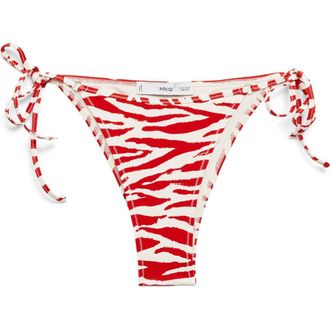Mango Zebra Bikini Bottoms in Red at Nordstrom, Size Large