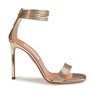 Aquazzura High Heel Sandals, female, Yellow, Size: 10 US Sway 105 Mirrored Leather Sandal