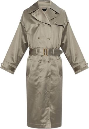 Willy Chavarria Trenchcoat met Riem - Dames - Trenchcoats - Groen - XL - Leer - Jassen