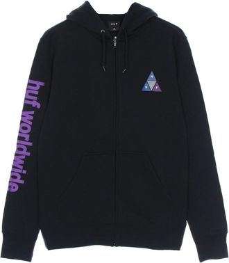 HUF Huf, Hoodies & sweatvesten, Heren, Blauw, L, Katoen, Prism Triple Triangle Zip Up Hoodie
