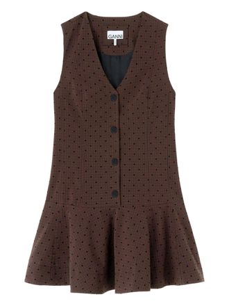 Ganni button polka dot dress - women - Fabric - 40 - Brown