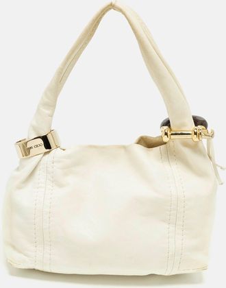 Jimmy Choo London Saba White Leather Hobo