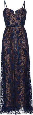 Marchesa floral-lace mermaid gown - women - Polyester/Polyester - 2 - Blue