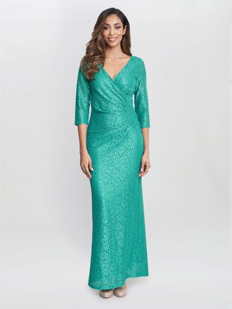 Gina Bacconi Womens Fearne Lace Wrap Maxi Dress - Green - Size 10 UK