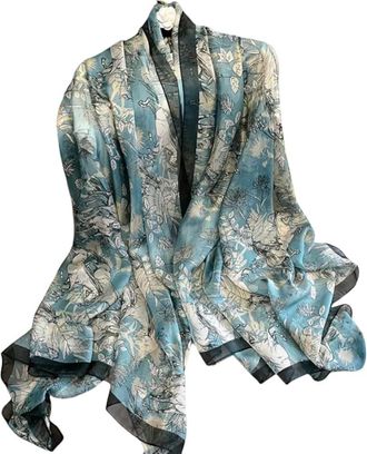 Generic Elegant Luxury Long Scarf Beach Shawl (Floral & Horse) Womens Gift