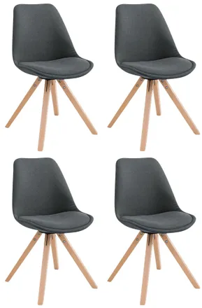 Clp Clp - Set Di 4 Sedie Per Visitatori Toulouse Fabric Square Grigio Scuro Natura