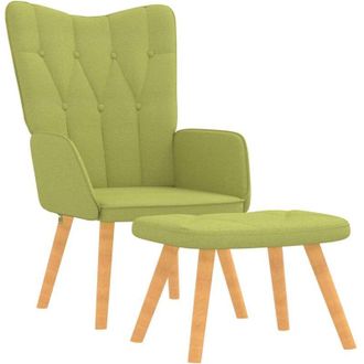 vidaXL Silla De Relajaci&oacute;n Con Taburete De Tela Verde Vidaxl