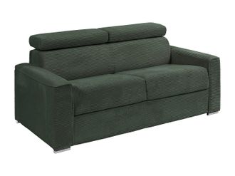 Vente-Unique Sof&aacute; cama de 4 plazas de pana verde - Somier de l&aacute;minas de 160 cm de ancho - Colch&oacute;n de 22 cm - VIZIR