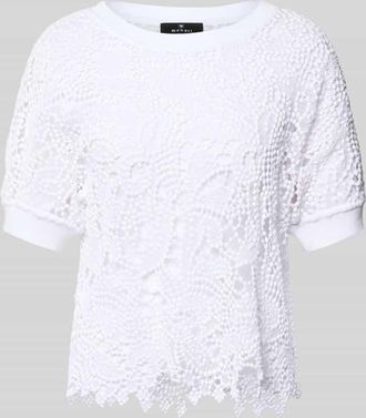 Monari Strickshirt aus Spitze mit Rundhalsausschnitt in Ecru, Gr&ouml;&szlig;e 34