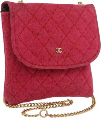 Chanel Pre-owned Mini Pouch - Dames - Vintage Mini Tas - Roze - ONE Size - Katoen - Vintage