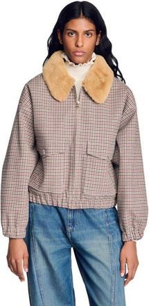 Sandro Faux fur-lined coat in Brown at Nordstrom, Size 42