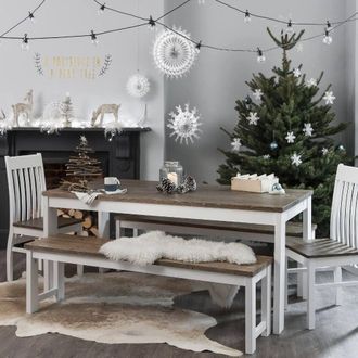 N&ouml;a & Nani Nordic Dining Table in White and Dark Pine