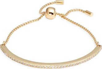 Nordstrom Cubic Zirconia Adjustable Tennis Bracelet in Clear- Gold at Nordstrom