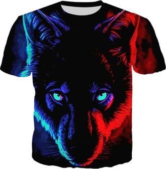 Generic Mens Short Sleeve 3D Printed Animal Wolf T-Shirt, 4, XXXX-Large