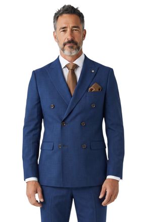 PAUL ANDREW Mens Navy Birdseye Double Breasted Formal 2 Piece Suit - Mayfair