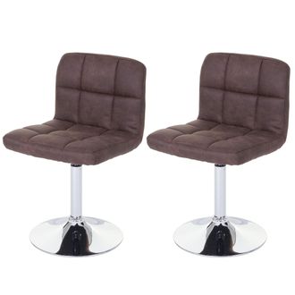 Hhg Lote De 2 Sillas De Comedor Kavala, Silla Giratoria, Imitaci&oacute;n Ante Cromado, Vintage Marr&oacute;n Oscuro