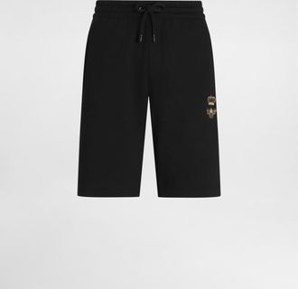 Dolce & Gabbana Stretch Cotton Shorts With Branded Tag - Man Pants And Shorts Black Cotton 44