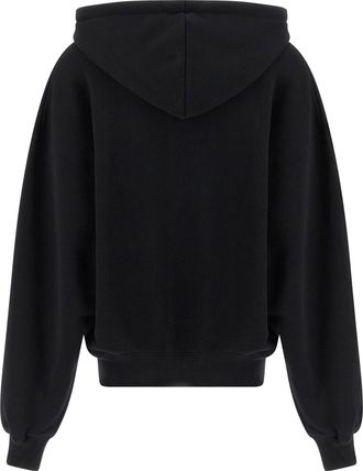 Off-white Logo-Print Brushed Cotton Hoodie - Black