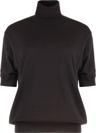 Prada Brown Solid Turtle Neck Sweater