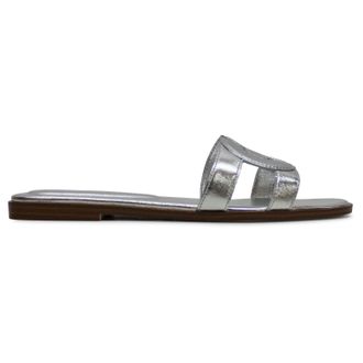 Cole Haan Chrisee Leather Womens Slides Sandals - Silver - Size:UK 3.5