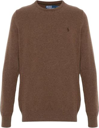 Ralph Lauren Bruine Sweatshirt Aw 24 Herenmode - Heren - Ronde hals truien - Bruin - XL - Wol - Truien & Vesten